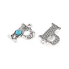 Synthetic Turquoise & Alloy Pendants PALLOY-H146-01AS-P-2