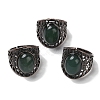 Natural Green Aventurine Oval Adjustable Rings RJEW-K271-06R-18-1