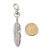 Leaf/Feather Tibetan Style Alloy Keychain HJEW-JM00560-03-4