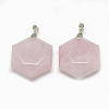 Natural Rose Quartz Pendants G-S334-003F-1