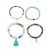 4Pcs 4 Style Natural & Synthetic Mixed Gemstone & Pearl Stretch Bracelets Set BJEW-JB08887-5