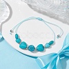Heart Synthetic Turquoise Braided Bead Bracelets BJEW-JB09822-4