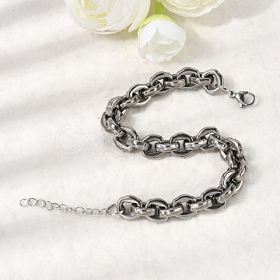 304 Stainless Steel Link Chain Bracelets for Women BJEW-P388-01P-1