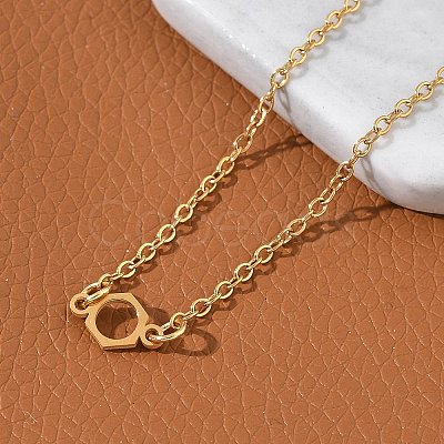 304 Stainless Steel Chemical Symbol Pendant Necklaces NJEW-Z073-03G-01-1