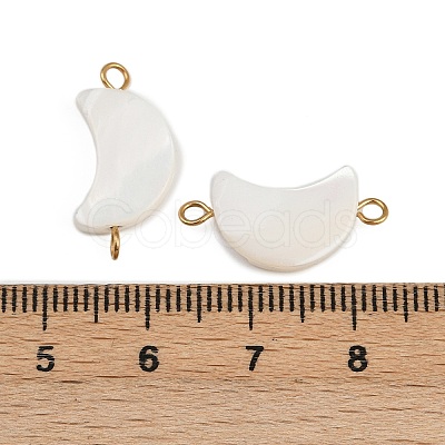Natural Shell Moon Connector Charms STAS-D378-24G-1