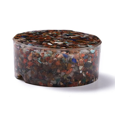 Resin with Natural Mixed Stone Chip Stones Ashtray DJEW-F015-01B-1