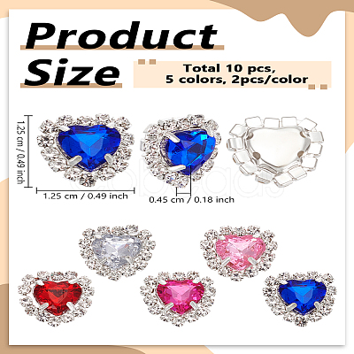 10Pcs 5 Colors Brass & Acrylic Sew On Rhinestone FIND-LP0007-22-1