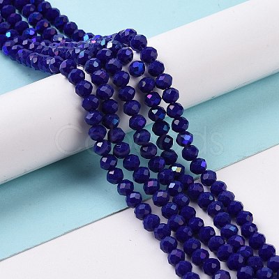 Electroplate Opaque Solid Color Glass Beads Strands EGLA-A034-P1mm-L12-1