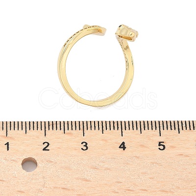 Brass Micro Pave Clear Cubic Zirconia Cuff Rings ZIRC-M117-02G-1