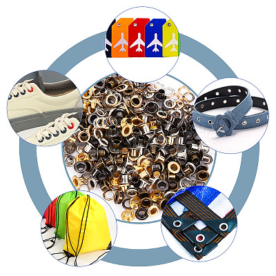 200 Sets 4 Colors Iron Grommet Eyelet Findings SCRA-GF0001-02-1