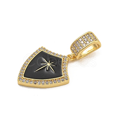 Rack Plating Brass Micro Pave Clear Cubic Zirconia North Star European Dangle Charms KK-U035-17G-01-1