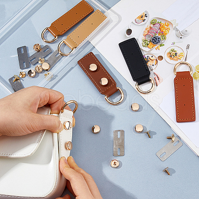6 Bags 6 Styles Alloy D Ring Clasps with PU Leather Tab FIND-FH0017-23-1