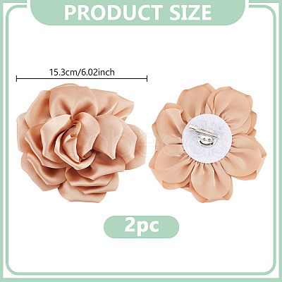 2Pcs Polyester Flower Iron Pins JEWB-GO0001-18C-1