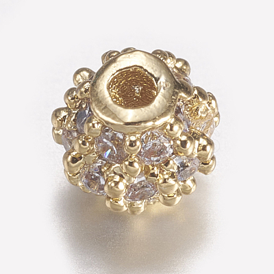 Brass Micro Pave Cubic Zirconia Beads ZIRC-E143-17A-G-1