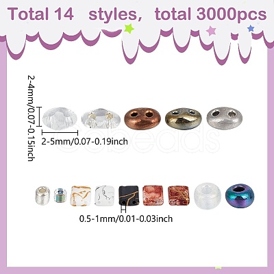 137G 9 Styles Colours Luster Czech Glass Seed Beads SEED-WR0001-04-1
