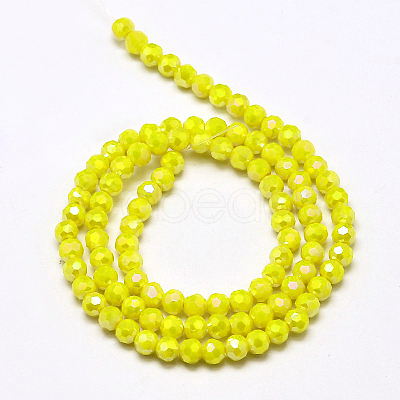 Faceted Round Full Rainbow Plated Electroplate Glass Beads Strands EGLA-J130-FR05-1