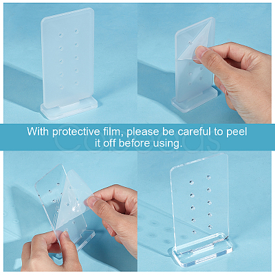 12 Sets 3 Colors 10-Hole Acrylic Vertical Earring Display Stands EDIS-PH0001-76-1