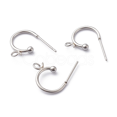 Non-Tarnish 304 Stainless Steel Half Hoop Earrings X-STAS-Z028-B02-P-1