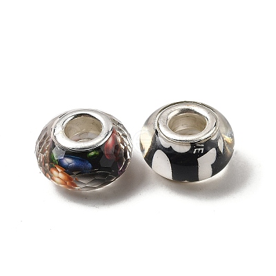Printed Transparent Resin European Beads RESI-C063-03B-1