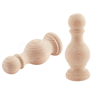 Unpainted Wooden Finials and Spindles for Crafts WOOD-WH0124-32-1