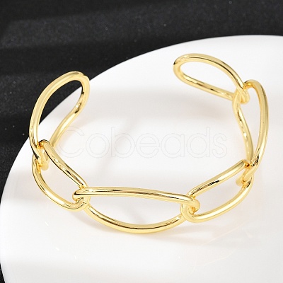 Brass Cuff Bangles for Women BJEW-C112-10G-1