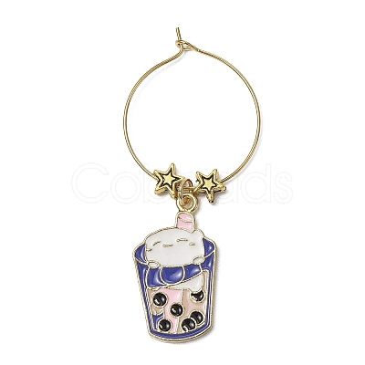 Dessert Theme Alloy Enamel Wine Glass Charms AJEW-JO00187-1