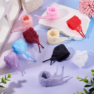 10 Pairs Polyester Lace Shoelaces AJEW-TA0003-14E-1