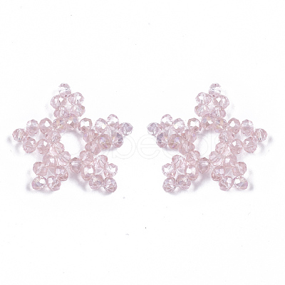 Plating Acrylic Woven Beads PACR-R247-02B-1