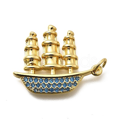 Brass Micro Pave Cubic Zirconia Pendants KK-Z093-14G-1