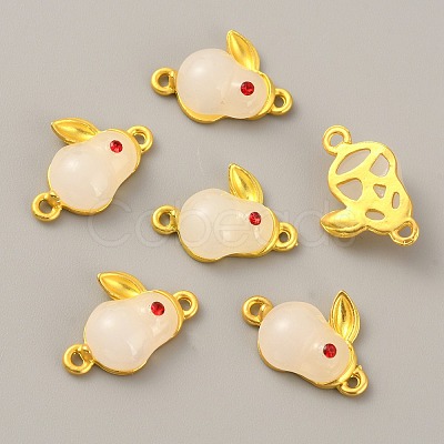 Glass Alloy Connector Charms ENAM-WH0001-12KCG-B-1
