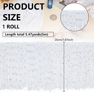 5M Paillette Tassel Polyester Ribbon Trim OCOR-BC0006-56B-1