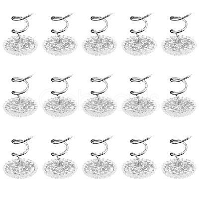 60Pcs Clear Acrylic Flat Round Head Iron Twist Pins FIND-SP0004-66-1