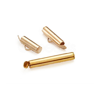 Brass Slide On End Clasp Tubes KK-TA0007-29G-1