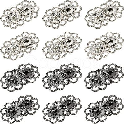 Nbeads 20 Sets 2 Colors Hollow Alloy Snap Buttons BUTT-NB0001-38-1