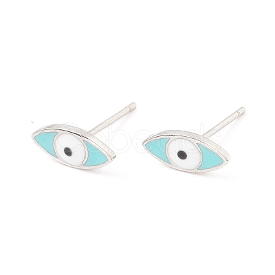 Enamel Horse Eye Stud Earrings EJEW-P201-01P-1