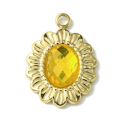 Ion Plating(IP) Real 14K Gold Plated 304 Stainless Steel with Glass Pendant FIND-Z028-30B-1