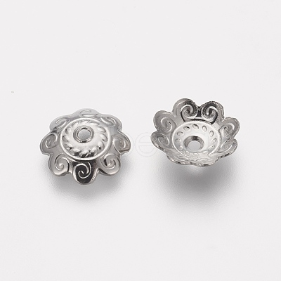 Multi-Petal 201 Stainless Steel Flower Bead Caps STAS-L205-06P-1