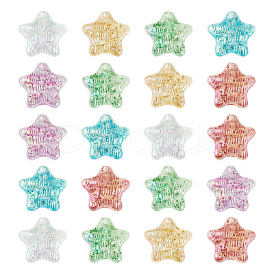 20Pcs UV Plating Transparent Acrylic Beads OACR-TA0001-67-1