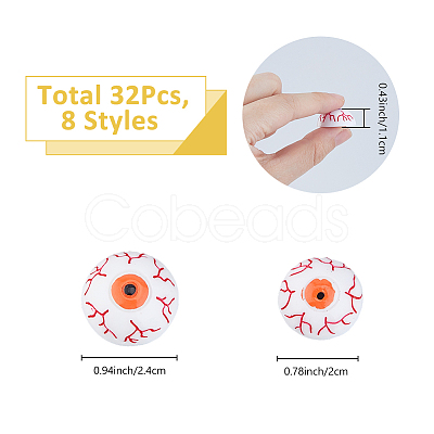 32Pcs 8 Styles Resin Craft Doll Eyes Cabochons DIY-FH0007-28-1