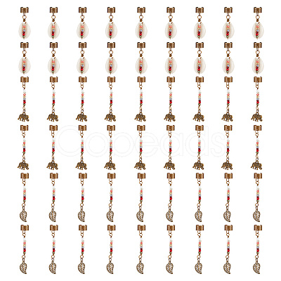 Tibetan Style Alloy & Cowrie Shell Braiding Hair Pendants Decoration OHAR-AB00016-1