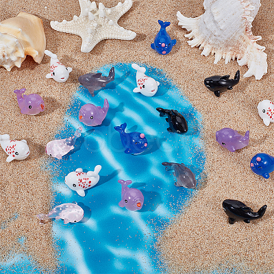 60Pcs 6 Styles Marine Organism Resin Figurines Statues for Home Desktop Decoration RESI-OC0001-70-1