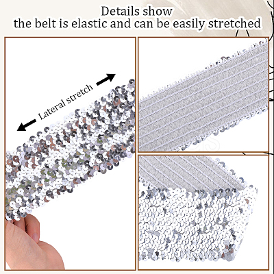 Sparkle Sequins Wide Elastic Dress Belts AJEW-WH20128-026P-03-1