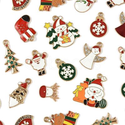 40Pcs Christmas Theme Alloy Enamel Pendants ENAM-FS0004-19-1