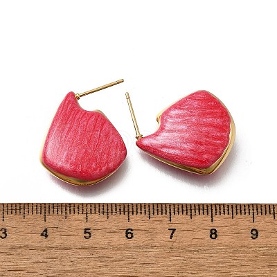 Shell Shape Brass Stud Earrings EJEW-G424-01G-1