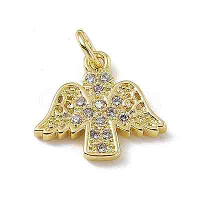 Brass Micro Pave Clear Cubic Zirconia Pendants ZIRC-F132-84G-1