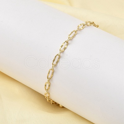 Brass Link Chain Bracelet for Women BJEW-A065-04G-1