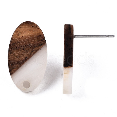 Resin & Walnut Wood Stud Earring Findings MAK-N032-005A-H04-1