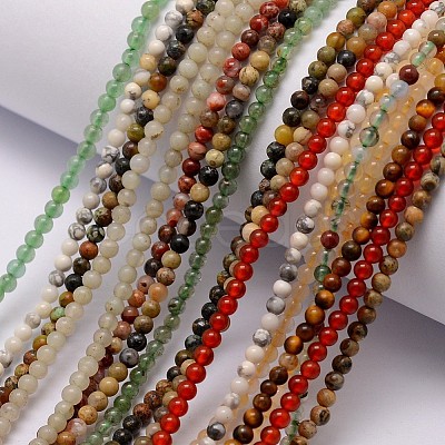 Natural Assorted Gemstone Bead Strands G-K146-M-2mm-1