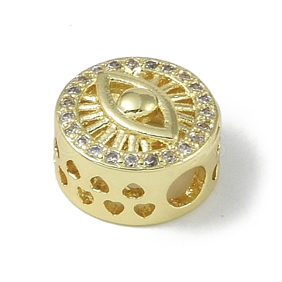 Rack Plating Brass Micro Pave Clear Cubic Zirconia Beads KK-A220-07G-1
