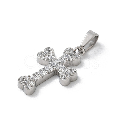 304 Stainless Steel Micro Pave Cubic Zirconia Pendants STAS-Z107-08P-08-1
